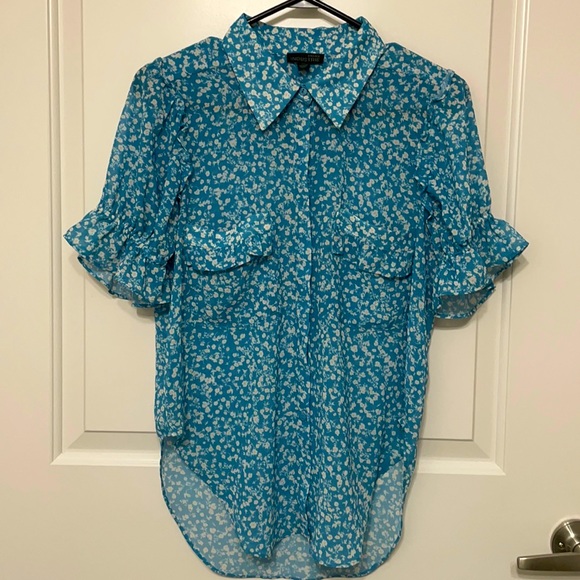 Atelier Industrie Blue Floral Chiffon Blouse - Picture 1 of 2